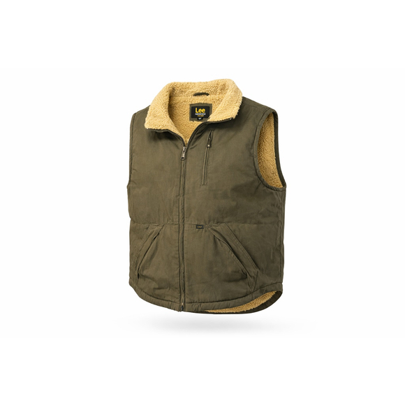 Lee Other - Lee Premium Select Men's Sherpa Lined Vest Olive Green Full Zip Outdoors Sz L